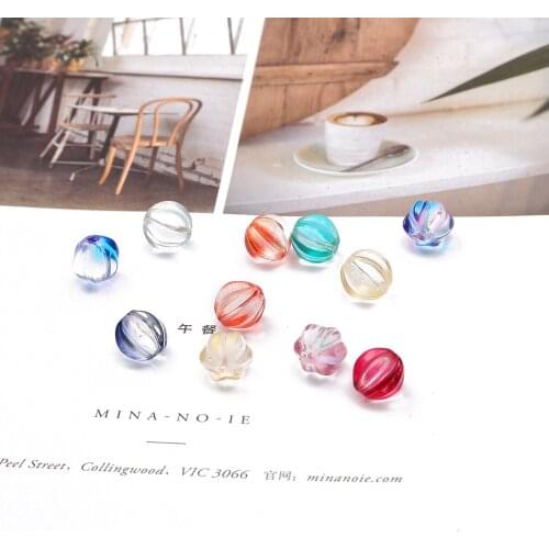 10Pcs/Lot 8/10/12MM Glass Gourd Gold Powder Pumpkin Beads With Holes For DIY Jewelry Necklace Bracelet Crafts Accessories