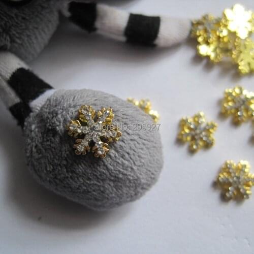 MD-152 10pcs Fancy Crystal Rhinestone Gold Snowflake Deco Metal Charms Metal Deco Charms Nail Art