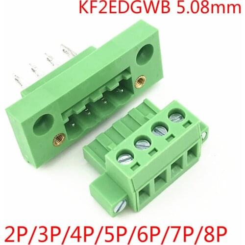5sets KF2EDGWB 5.08 2/3/4/5/6/7/8Pin Wall Terminal Plug Type 5.08mm Pitch Connector Pcb Screw Terminal Block