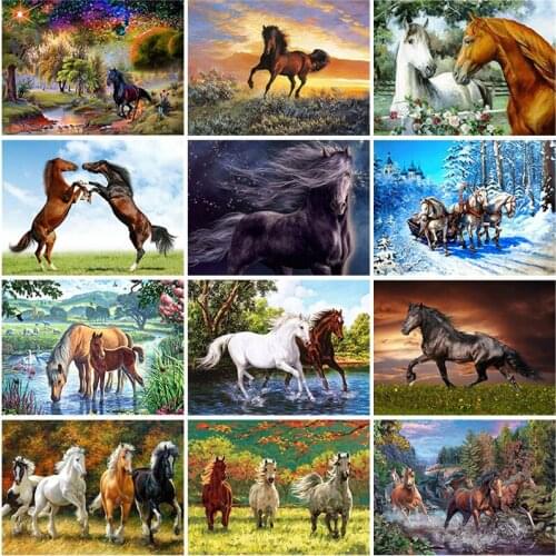 DIY Horse 5d Diamond Painting Full Square Drill Resin Animal Mosaic Daimond Embroidery Cross Stitch Kit Wall Art Home Decor