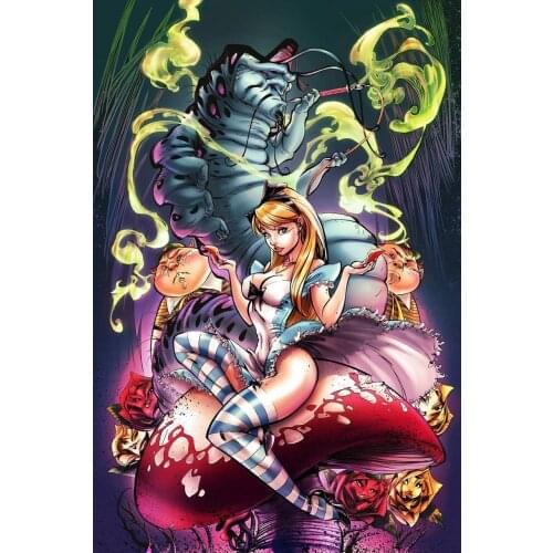 JMINE Div 5D Sexy Alice-girl Mushroom Flower Wonderland Diamond Painting cross stitch kits art Portrait 3D paint by diamonds