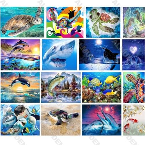 Diy Diamond Painting Animal Dolphin Nordic Style Full Diamond Handmade Dot Inlaid Diamond Bedroom Living Room Sticker Wall
