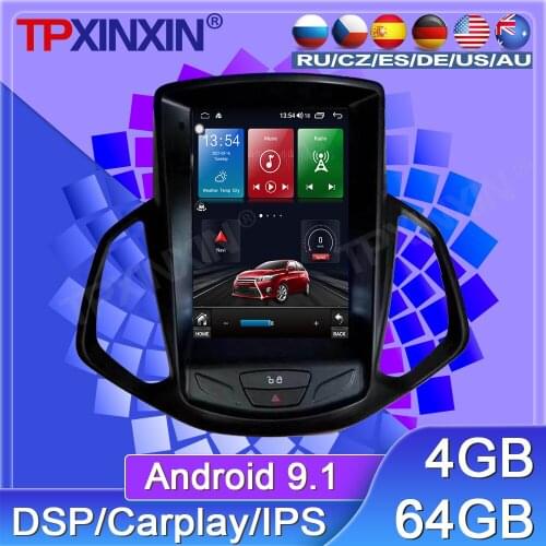 64G For Ford Ecospor 2013-2018 Android 9 Car Radio Tape Recorder Multimedia Player GPS Navigation Tesla 12.1'' Vertical Screen