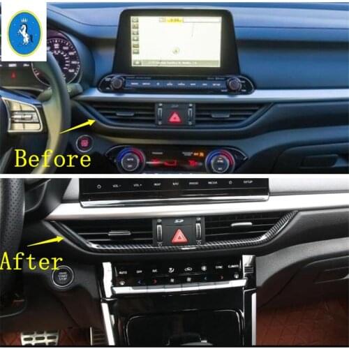 Yimaautotrims Auto Accessory Front Air Conditioner AC Outlet Vent Strip Cover Trim Fit For Kia Forte / Cerato / K3 2019 2020 ABS