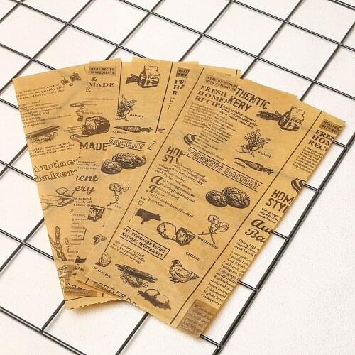 50pcs 25x10cm Food Basket Liners Oil-proof paper For Baking BBQ Sandwich Fast Food Cake Wrap Packing