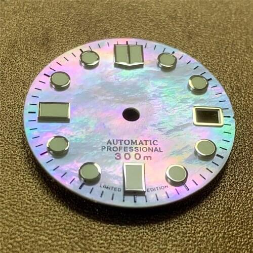 For NH35 Movement 28.5MM Watch Dial Green Luminous Watch Dial for NH35 Automatic Movement Accessories