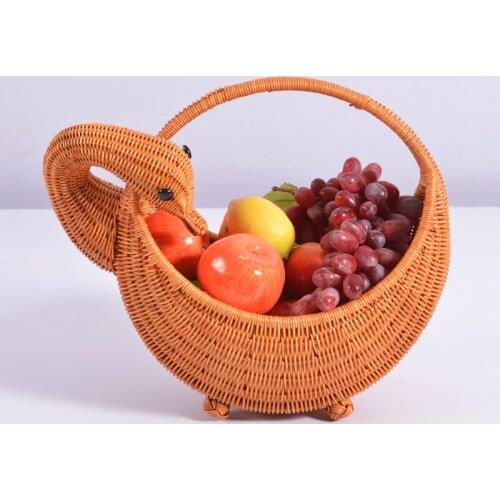Cy Rattan Fruit Storage Basket Hand-Woven Cabas Duck Basket Living Room Decorative Basket