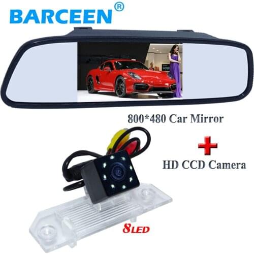 CCD image sensor car reserve rearview camera with parking line and 8 led +4.3" car mirror monitor for Ford-focus sedan