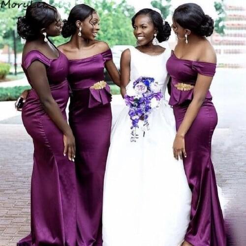 Purple Bridesmaid Dresses Spandex Satin Mermaid Crystal Bridesmaid Dresses With Lace Up Back Wedding Party Bridesmaid Gowns