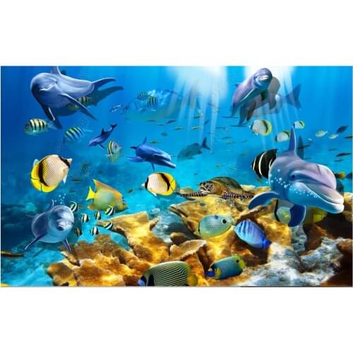 Custom photo wallpaper for walls 3 d mural HD Ocean Underwater World Childrens Room Mural TV Background Wall papers home decor