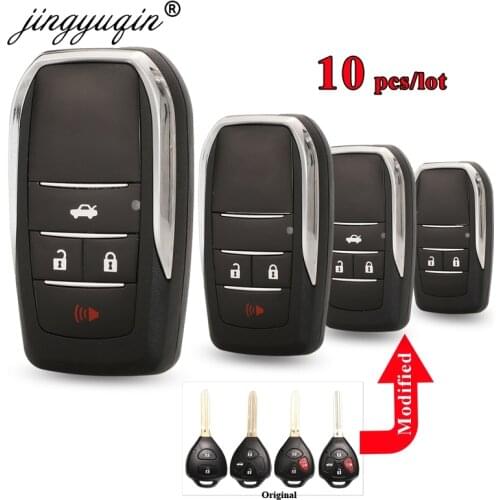 Jingyuqin 10pcs Modified 2/3/4 Button Flip Key Case For Toyota Reiz Camry Rav4 Yaris Corolla 4Runner Avlon Car Remote Key Shell
