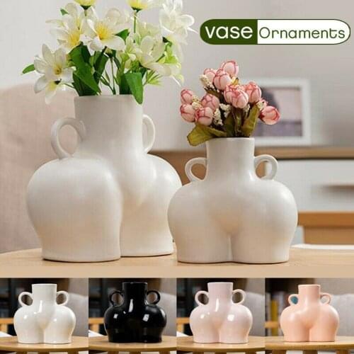 Ceramic Vases Body Vase Modern Farmhouse Decorations - Human Body Shaped Art Creative Decorative Flower Pot Side
