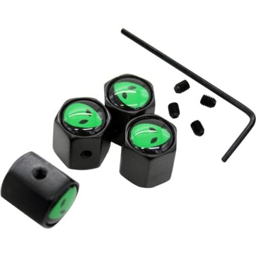 4Pcs/Set Black Color Anti-theft Valve Caps ET Alien Logo For VW Audi BMW Benz Mazda Car Styling