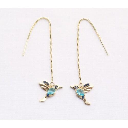 Lateefah Fashion Animal Elegant Birdie Pendants hoop Earrings Rhinestone Dangle Long Tassels Earring Gifts for Women Jewelry