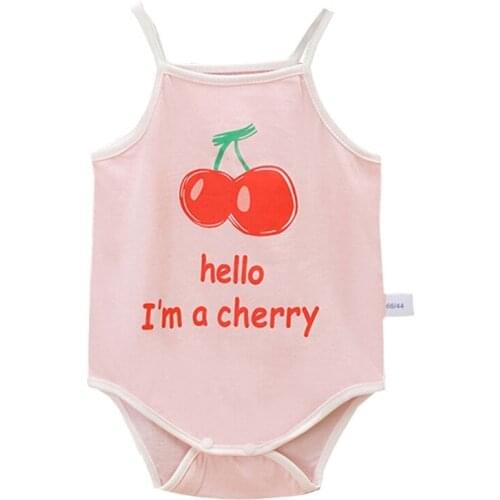 Infant Baby Summer Camisole Onesie Cartoon Fruit Spaghetti Strap Bodysuit Tops