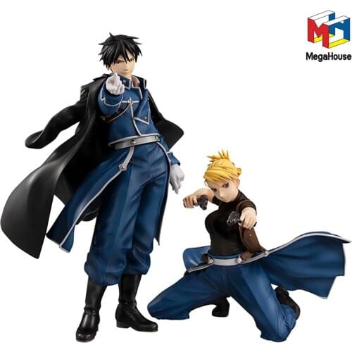 Megahouse Original Gem Fullmetal Alchemist Anime Figure Roy Mustang Riza Hawkeye Action Figure Model Collectile Toys Gifts