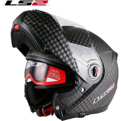 LS2 FF394 modular motorcycle helmt 12k carbon fiber moto racing helmets with inner sunglasses original LS2 flip up helmets