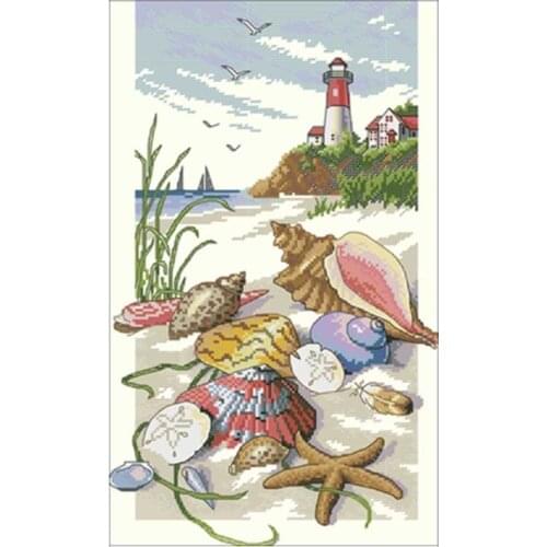 Seaside patterns counted 11CT 14CT 18CT DIY Cross Stitch Sets wholesale Cross-stitch Kits Embroidery Needlework