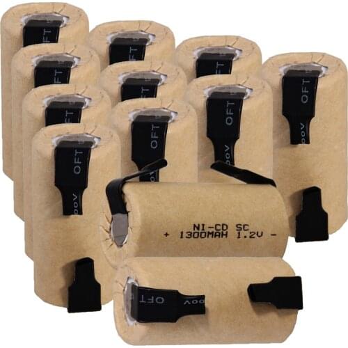 12 pcs SC 1300mah 1.2v battery NICD rechargeable batteries for electric screwdriver electric drill 4.25cm*2.2cm for power tools