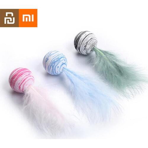 Xiaomi New Funny Pets Toy Star Ball Throwing Toy Plus Feather EVA Material Light Foam Ball Star Texture Ball Feather Dog Cat Toy