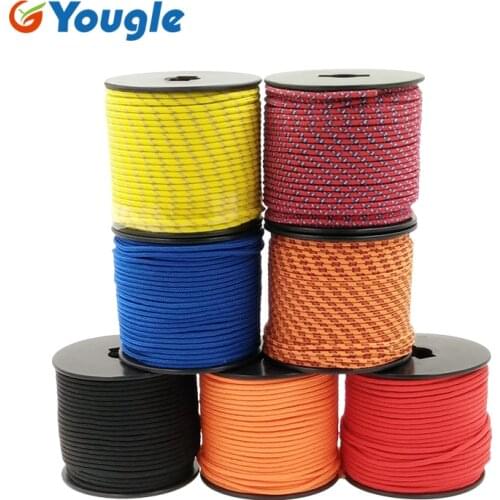 YOUGLE 5Strand 350 Paracord Parachute Cord Lanyard Rope Mil Spec Climbing Camping Knitted Bracelet survival equipment 164FT