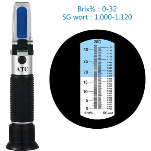 2018 Beer Wort and Wine Refractometer,brewing refractometer brix 0-32 and 1.000-1.120 Dual Scale - Specific Gravity