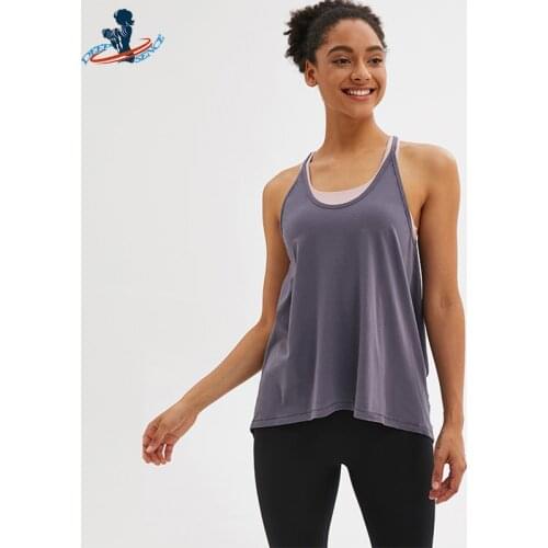 DEEPSENCE Sexy WomenTank Yoga Shirts Fitness Vest T-Shirt Workout Clothing Butter Soft Sports Sleeveless Loose Athletic Tops