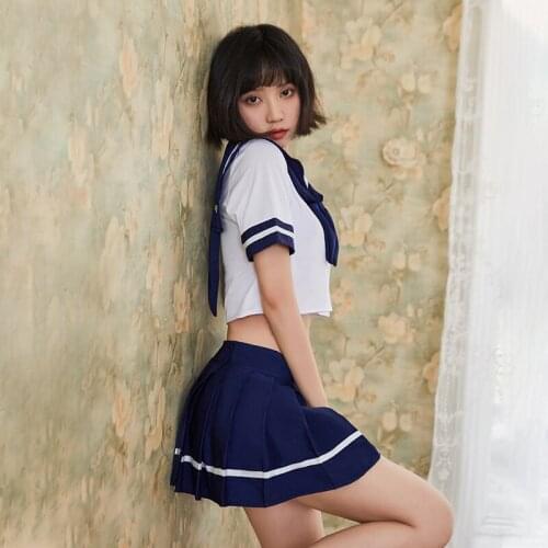 Cheerleader Sexy Role Play Costume Schoolgirl Sexy Tops Skirt Set Women Cosplay Halloween Japanese Style Sex Game Erotic Uniform