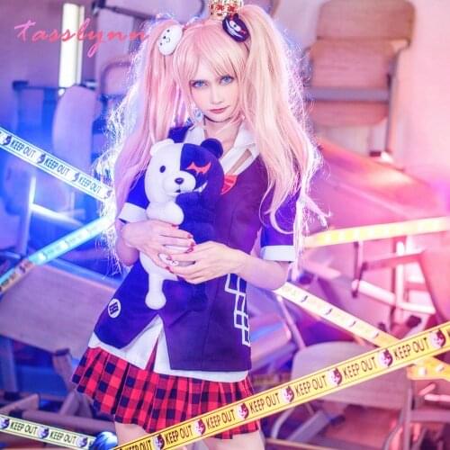 School Uniforms Danganronpa Cosplay Anime Dangan Ronpa Junko Enoshima Cosplay Costume Game Outfits Suits Prop Monokuma Hairpins