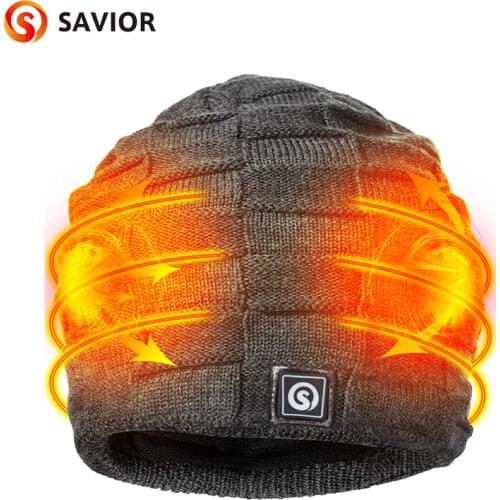 Savior Heated Hat Electric Battery Winter Heat Knitting Beanie Cap for Men Women Ski warm