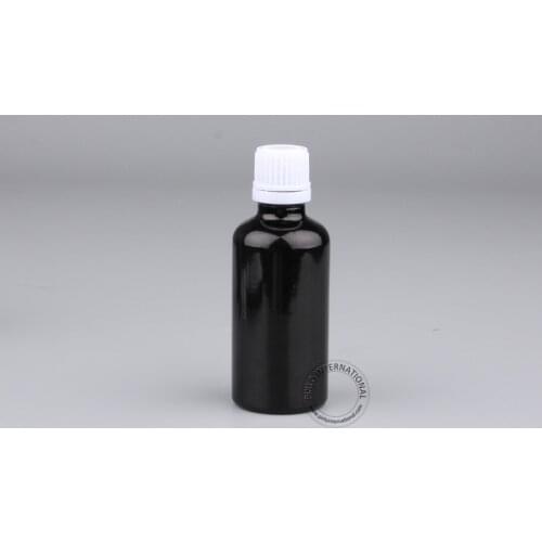20 x Wholesale 50ml Glass Black Essential Oil Bottle Empty Tamper Evidence Cap Smoke Oil Bottles Cosmetic Containers Packaging
