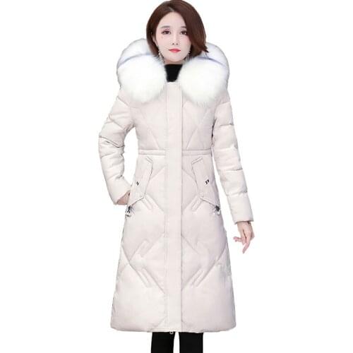 Hooded Fur Collar Plus Size Loose Long Overcoat Fashion Women Winter Thick Warm Coat 2021 New Lady Slim Down Cotton Jacket OK985