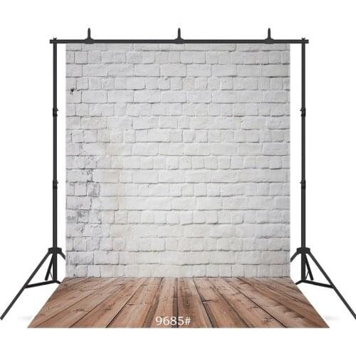 White Brick Wall Wooden Floor Vinyl Photographic Background Customized For Portrait Baby Shower Backdrops Photocall Booth