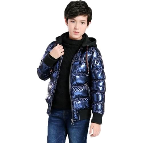 Boys Girls Winter Thick Warm Coat Kids 8-17 Years Cotton Down Jacket Outwear Children Waterproof Windproof Bronzing Snowsuit