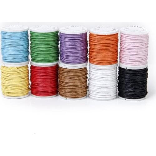 10 Rolls Color Mixed Cord Cotton Wax String 1mm wire for Pearl