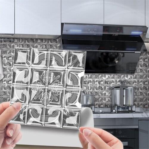 10pcs 3d Crystal Tile Stickers Diy Waterproof Self-adhesive Wall Stickers Kitchen Bath Decor Wall Stickers Waterproof Tiles