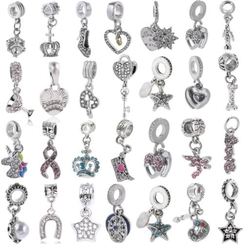 2Pcs/Lot European Style Alloy Silver Plated Shinning Star Charm Pendants Fit Fashion Brand Bracelets For Women Jewelry Making