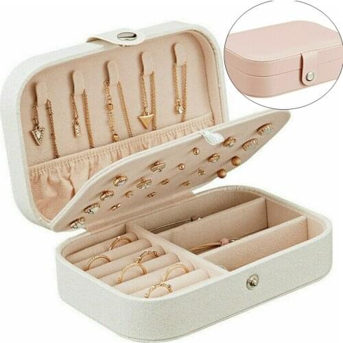2 Layers Jewelry Case PU Leather Storage Box Multifunctional Container Universal Jewelry Organizer Zipper Jewelry Carrying Case