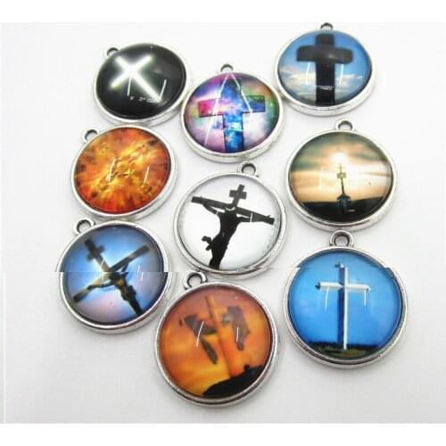 2018 New 20pcs Mix cross charms Hanging dangle charms for bracelet pendant jewelry accessory glass cross charms