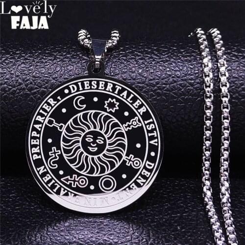 2021 Fashion Sun Astrology Stainless Steel Necklaces for Women Silver Color Statement Necklace Jewelry collier astrologie NXS02