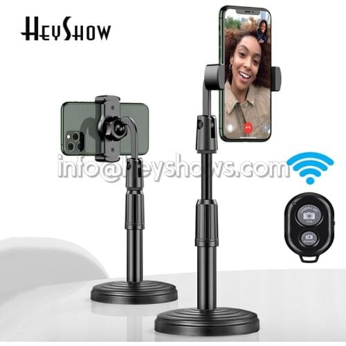 360 Rotating Bluetooth Selfie Desktop Adjustable Mobile Cell Phone Holder Stand For Facetime Live Shoot Video Youtube Round Base