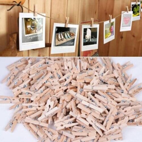 50 PCS Wholesale Very Small Clothespin Pegs Natural 25mm Craft Clips Mini Clips For Photo Clips Size Decoration Wooden Mine