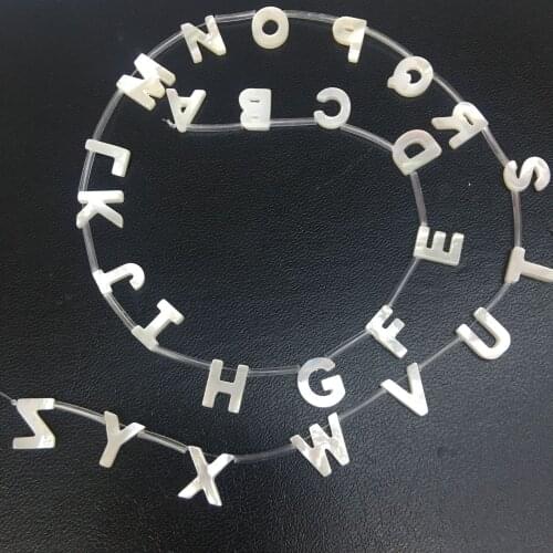 White Natural Shell Alphabet ABC Beads Letter for DIY Jewelry Making Initial Letters A-Z Mother of Pearl Seashell Charms Pendant