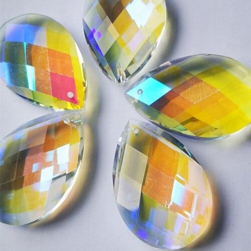 Free Rings 12pcs 50mm Crystal Marquis Clear AB Chandelier Faceted Lamp Parts Diy Window Suncatchers For Glass Curtain/ Home Deco