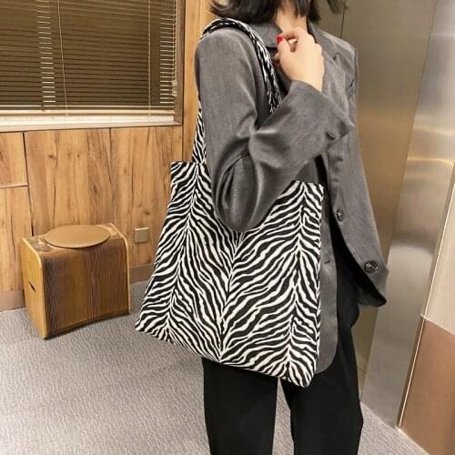 2021 Large Capacity Corduroy Canvas Bag Shopping Bags Big Hot Leopard Print Simple Shoulder Bag
