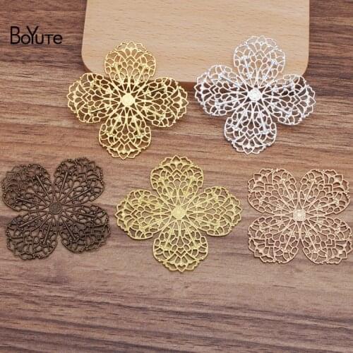 BoYuTe (20 Pieces/Lot) 43MM Big Metal Brass Filigree Flower Findings Diy Hand Made Jewelry Accessories Wholesale