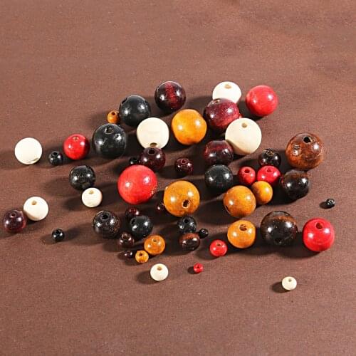 Black Red Natural Wood Beads Round Loose Spacer Wooden Beads For Necklace Bracelets Earring Making Jewelry DIY Crafts Handmade