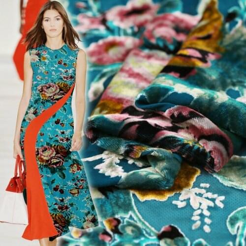 Flowers kam of the moon and the low Jacquard silk burnt-out velvet silk fabrics