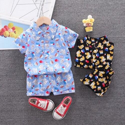 Children Clothing 2021 Summer New Cartoon Boys Puppy Short-sleeve Shirt Suit Kids Clothes Casual Infant Baby Set 1 2 3 4 5 Years