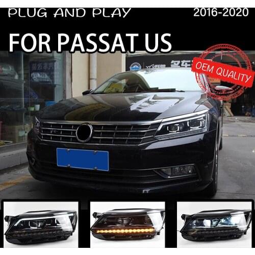Head Lamp For Car VW PASSAT US version 2016-2020 Headlights Fog Lights Day Running Light DRL H7 LED Bi Xenon Bulb Car Accessory